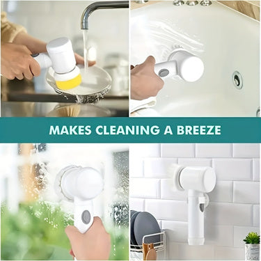 USB Rechargeable Electric Spin Cleaning Brush – Automatic Rotary Power Scrubber for Kitchen & Bathroom