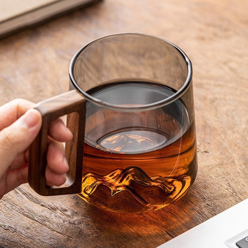 Wooden Handle Glass Cups – Large Capacity for Drinks